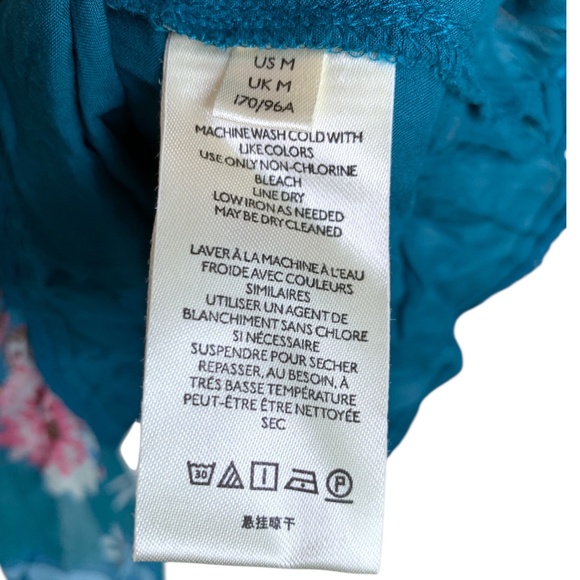 Anthropologie Dress Size Medium Sleeveless Teal+Floral Lined Flowy - Picture 2 of 9